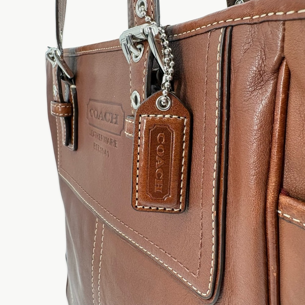 Vintage Coach Gallery Leather North South Tote Putty Brown Y2K Classic F19456 - Picture 16 of 16